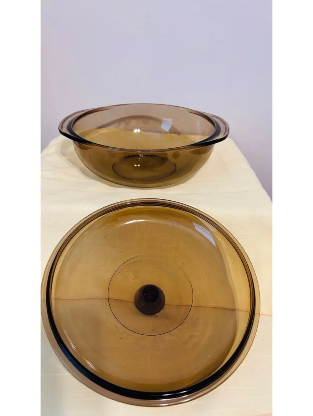 MCM 1990s Vintage Pyrex 024 Fireside Brown Glass 2qt Casserole Dish with Lid USA